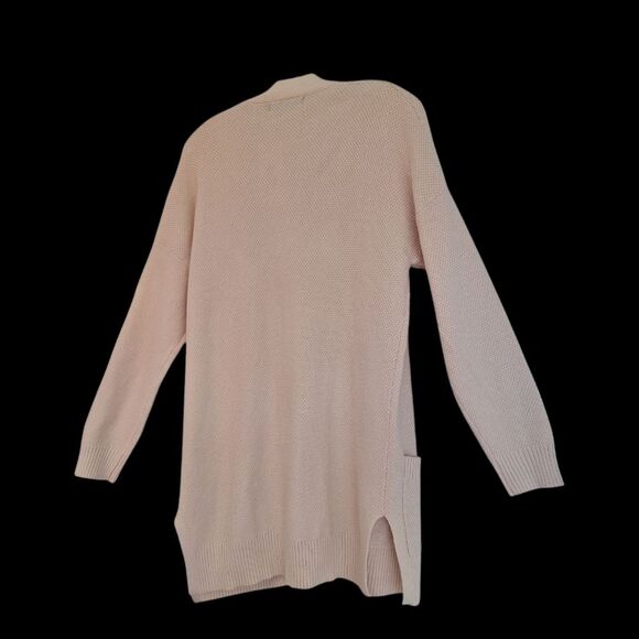 MEROKEETY Waffle Knit Cardigan Open Front Sweater Coat NWT Pockets Longline M - Picture 3 of 14